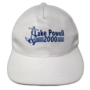 Otto Cap 5 Panel White Blue Hat OS Lake Powell 2000 Anchor Snapback Graphics
